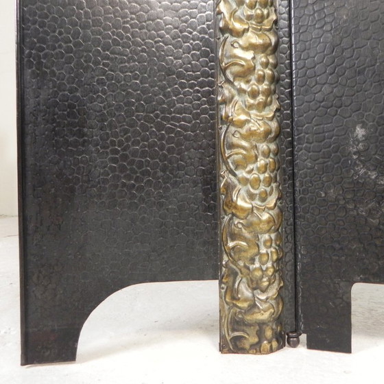 Image 1 of Stalen Art Deco kamerscherm met messing details, jaren 30
