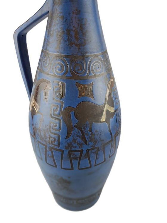 Image 1 of XL Vintage CERAMANO Keramische Handvat Vaas "Pergamon" Decor - Hanns Welling Ontwerp, West-Duits Aardewerk 1960