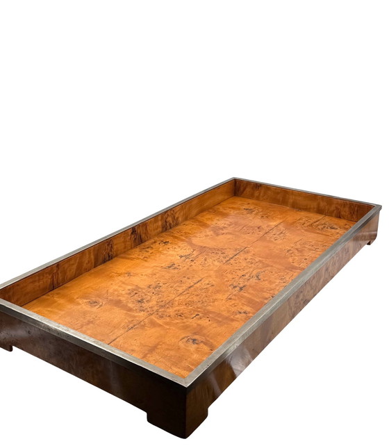 Image 1 of Hollywood Regency Großes Tablett aus Holz und Messing, Italien 1970er Jahre