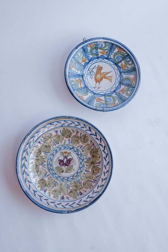 Image 1 of 2er-Set handbemalte Keramikschalen oder Wandteller