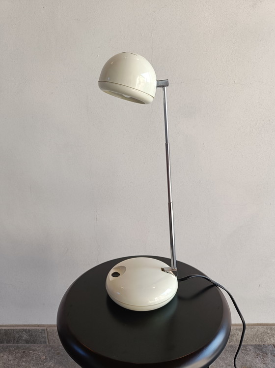 Image 1 of Vintage Space Age Table Lamp in White Plastic and Chrome, Italy 1970s/1980s