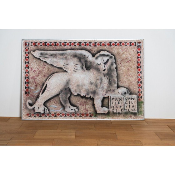 Image 1 of Pair of vintage paintings "lions of Venice" by Gio Magri, Italy 1970