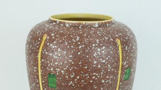 Image 1 of west german 1950s VASE scheurich model 239-30 drip glaze and colorful abstract decor mid century ceramics