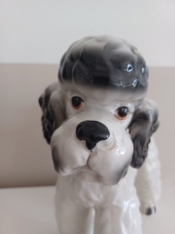 Image 1 of Vintage '80 XL Poedelbeeld. Handbeschilderd keramiek. 