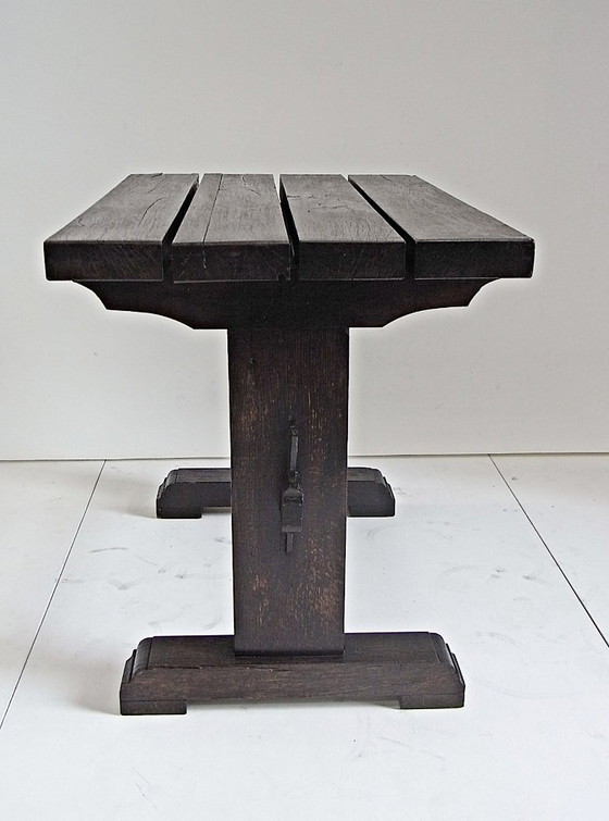 Image 1 of Set da giardino ALFONS, tavolo con 2 sedie, realizzato a mano, in rovere massello, anni '70