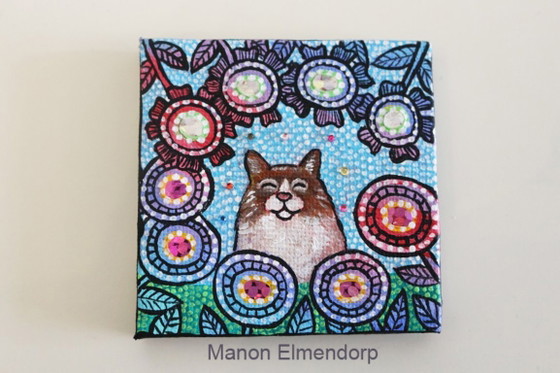 Image 1 of Unique Hand-Painted Painting including Little Donkey Cat Ragdoll