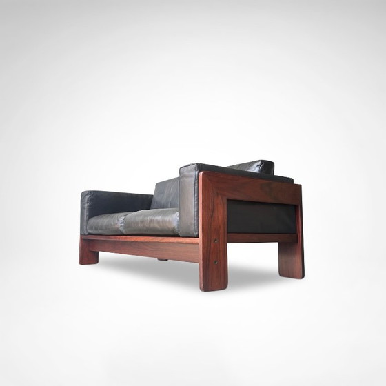 Sofá Bastiano de 2 plazas en palisandro y cuero, diseñado por Afra y Tobia Scarpa para Knoll International (photo 4 of 11)
