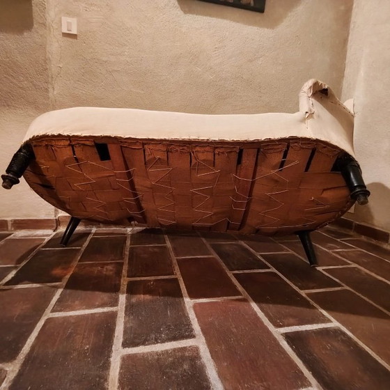 Antique Napoleon III period chaise longue, needing reupholstering / Wooden frame & turned legs – Textile (photo 10 of 10)