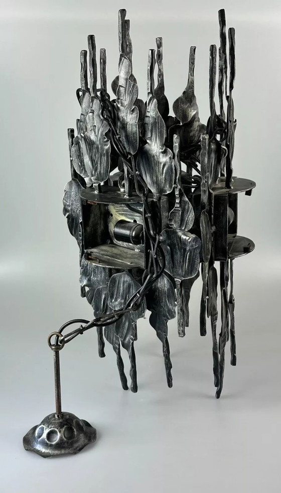 Image 1 of 60s 70s Brutalistische kroonluchter plafondlamp Tom Ahlström & Hans Ehrlich