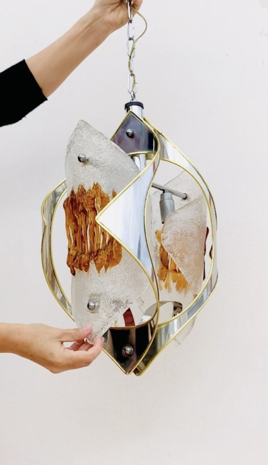 1970s Space-Age Murano pendant light by Toni Zuccheri – VeArt, Pendant lamps, Glass, Metal (photo 2 of 10)