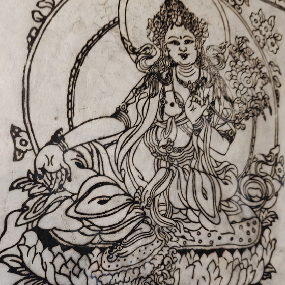 Image 1 of Framed Tibetan Buddhist Artwork – Zen / Boho Wall Decor
