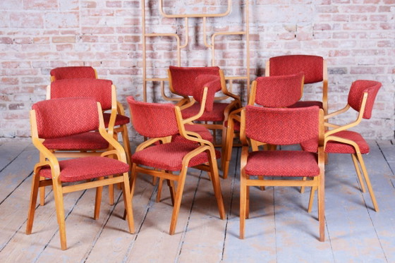 Ensemble de six chaises originales de style Mid-Century, par Ludvik Volak, en érable, République tchèque, (photo 10 of 19)