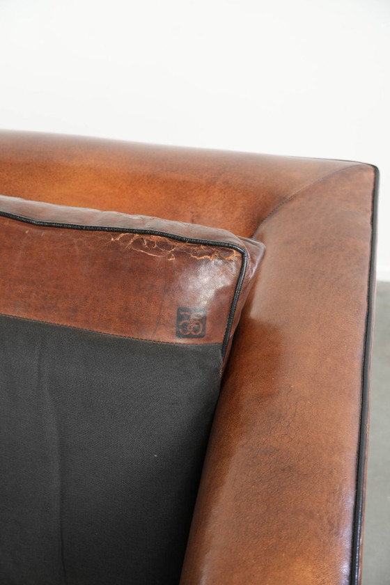 Image 1 of 2 poltrone/poltrone lounge in elegante pelle di pecora dal design Art Déco con profili neri