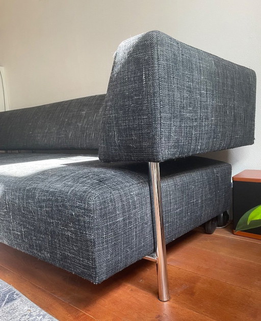 Canapé 3 places 220 cm avec pouf assorti anthracite Sur&Plus