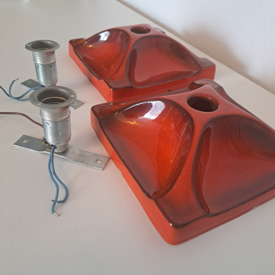2 applique da parete Hustadt Lights in ceramica rossa, stile vintage anni '70/'50. – Hustadt Leuchten (photo 6 of 20)