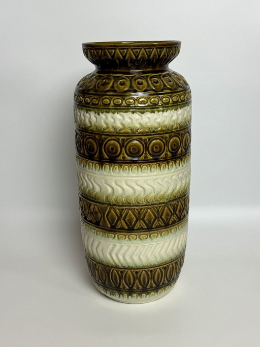 Large West Germany Ceramic Vase – Bax, Model 92-45 – Moss Green & Cream. Germany, 1960s.