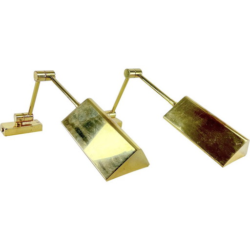 Pair of vintage brass wall lamps by Baulmann Leuchten, Germany 1980