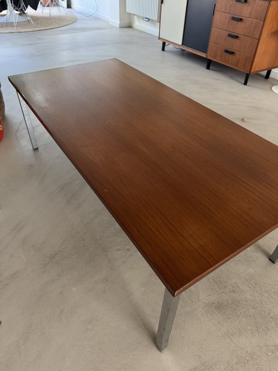 Vintage design coffee table – Chrome, Wood (photo 4 of 5)