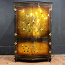 Vintage Chinese cabinet birds, flowers gold leaf bohemian cabinet / oriental cabinet / chinese cabinet