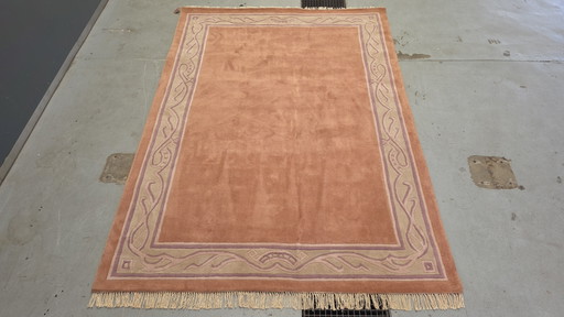 Alfombra oriental moderna y contemporánea de lana hecha a mano, 227x323cm.