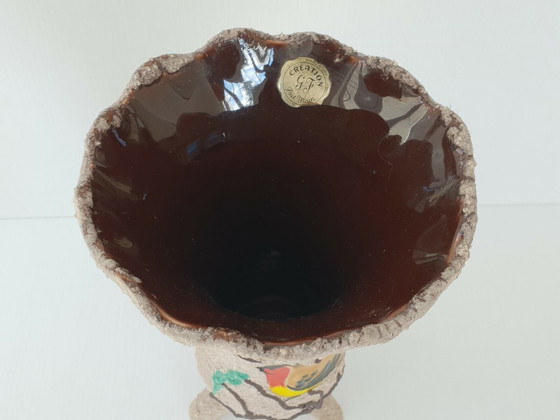 Image 1 of Vaso a treppiede in ceramica vintage anni '50 di Gabriel Fourmaintraux, stile rockabilly anni '50.