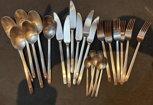 Vintage Ikea Data Stainless Steel Flatware Set: Modernist Cutlery, 24 Pieces