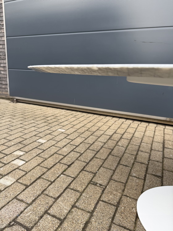 Image 1 of Original oval Knoll Tulip dining table (198x121cm) in Carrara marble