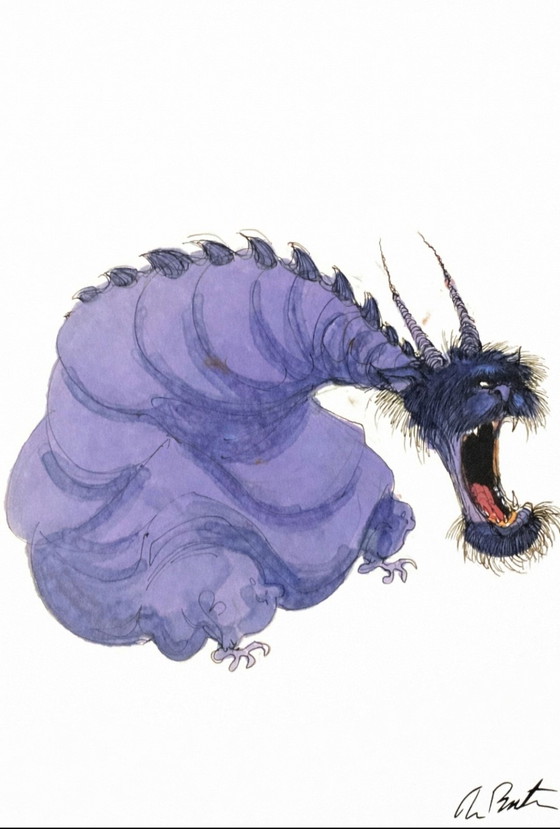 Image 1 of TIM BURTON - Untitled - (The Cyclops of Lavender Smoke) - Officiële gesigneerde gelimiteerde print -20X30cm