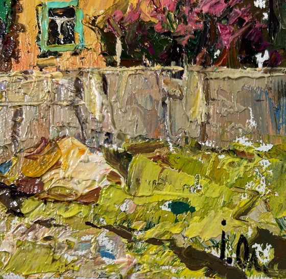 Image 1 of Original Oil Painting Evening Village Landscape Light at day’s end