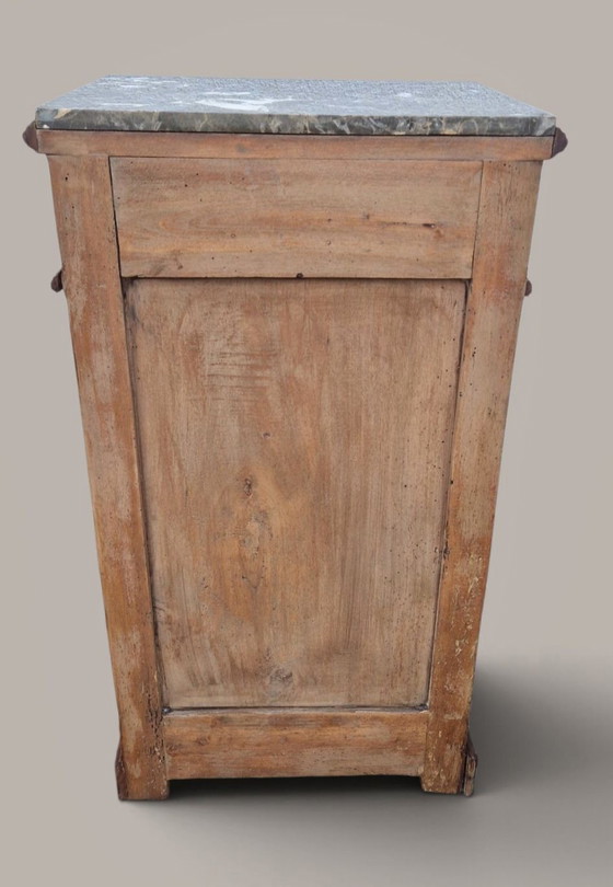 Comodino stile Luigi Filippo - Legno e marmo grigio, Epoca XIX secolo, Comodini, Marrone (foto 6 di 15)