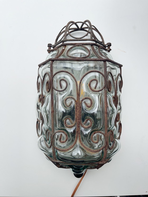 Image 1 of Vintage Murano wrought iron lantern | Glass blown into metal