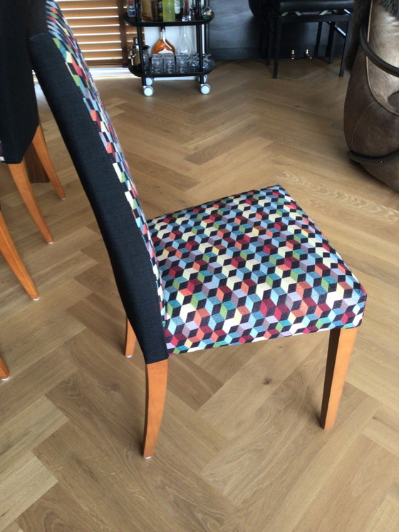 Image 1 of Chaises de salle à manger colorées avec tissu 3D, lot de 6