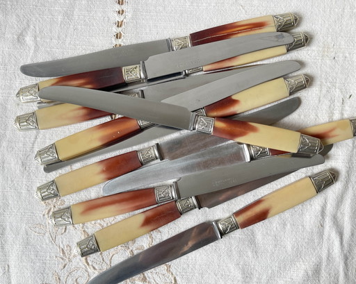 12 Vintage Bakelit Edelstahl Pradel Messer