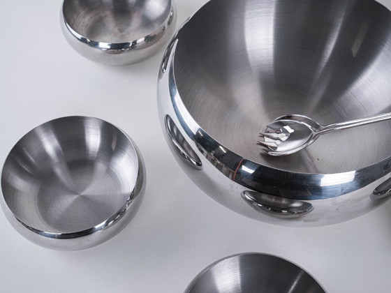 Image 1 of Set di ciotole in acciaio inox, design italiano, anni '80, prodotto in Italia.