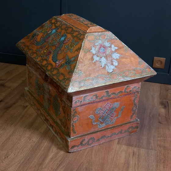 Image 1 of Cofre nupcial húngaro antiguo pintado a mano