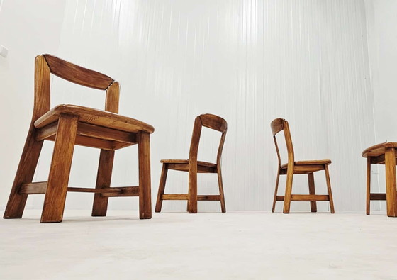 Image 1 of Vintage Pine Dining Set – Round Table With 4 Matching Chairs