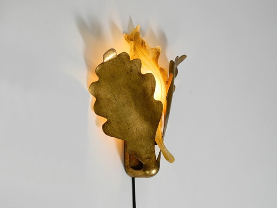 Image 1 of Prachtige, zeldzame vergulde glazen en metalen wandlamp van Banci Firenze, Italië.