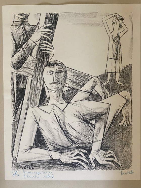 Marcel Notebaert - 8 dessins en noir et blanc de personnages et de scènes. – Peintures et dessins, Paper (photo 3 of 10)