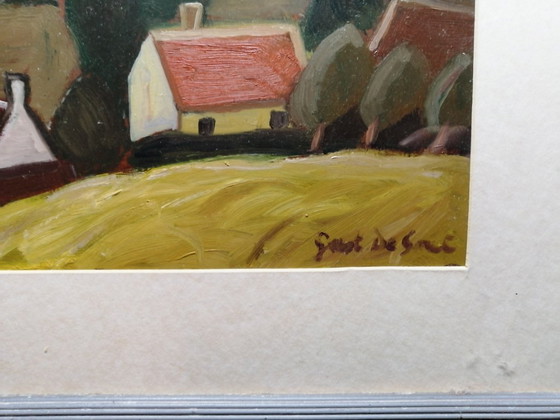 G De Smet 2 x Village Views Oil on Cardboard in P-Partout – Paintings & Drawings, Paper (photo 9 of 9)