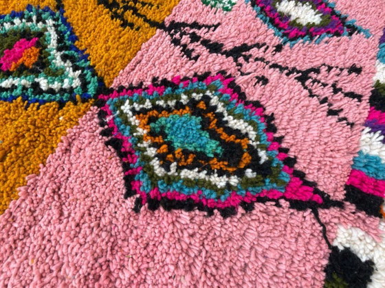 Image 1 of Handmade Moroccan Wool Rug: Tribal Geometric Design with Tassels