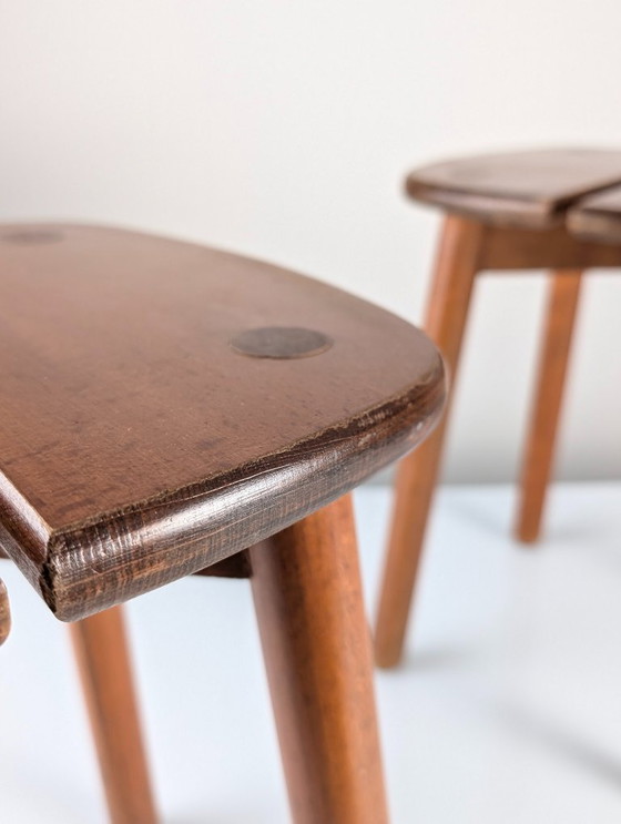 Image 1 of Coppia di sgabelli in legno di Pierre Gautier Delaye, Francia, anni '60