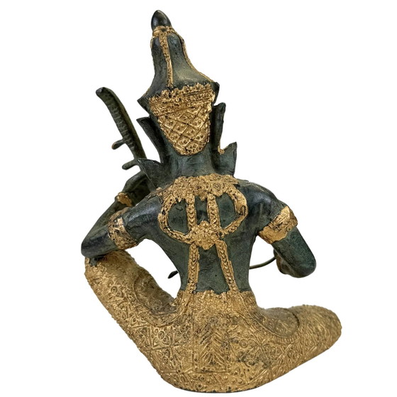 Thaise Bronzen Tempelmuzikanten en Danseres – Set van 4 Beeldhouwkunst – 2.4 kg (photo 4 of 10)
