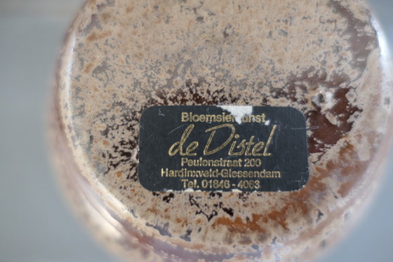 Image 1 of Vintage set of round vases in cream and brown tones