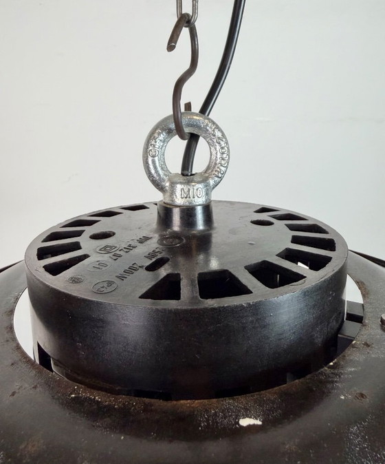 Image 1 of Industrial Grey Enamel Cage Pendant Lamp, 1960s