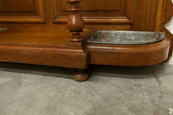 Image 1 of Vestiaire Napoléon III en noyer fin 19e, 3 miroirs, marbre