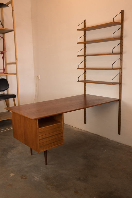 Very Rare Desk Wall Unit by Poul Cadovius for Royal Systems Copenhagen, Denmark