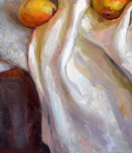 Dipinto ad olio originale, Natura morta con frutta, Le pere della nonna – Dipinti e disegni, Canvas (photo 4 of 5)