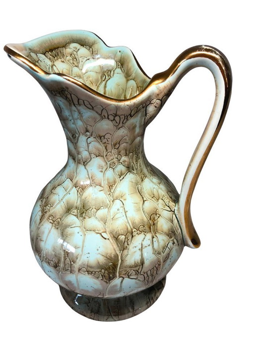 Image 1 of Rare Vintage Gouda Plateel Zuid-Holland Pitcher - "Jumbo" Decor - Model 304 - MCM - Mint Condition