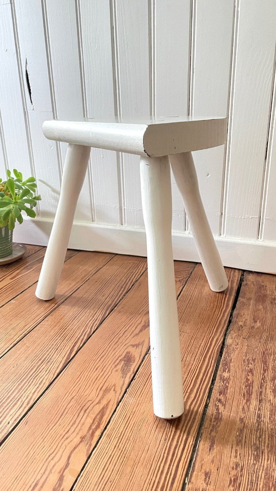 Image 1 of TABOURET Tripod White VINTAGE