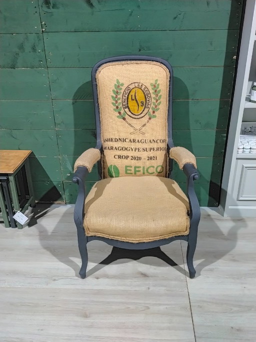 Sedia vintage con seduta in juta – fauteuils, Textile, Wood